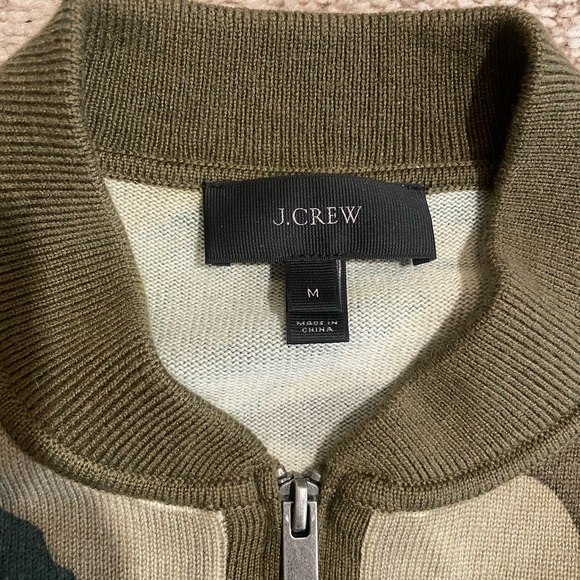 J. Crew Camo Zip Up Sweater Bomber Style Cardigan size M - Picture 3 of 13